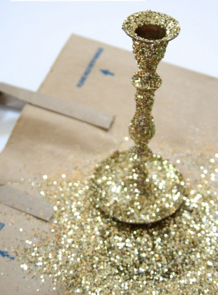 DIY-Christmas-Home-Decoration-Glitter-Candlestick