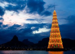 Large Outdoor Christmas Tree in Water Brazil