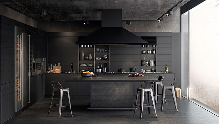 Black-Paint-Color-Modern-Kitchen