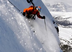 Extreme Skier Riding on Delirium Dive Slope in Canada