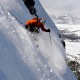 Extreme Skier Riding on Delirium Dive Slope in Canada
