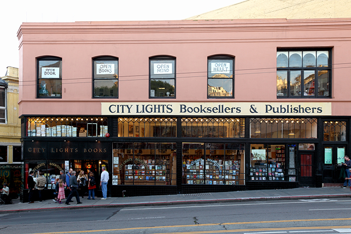 Outside of City Lights bookstore in San Francisco