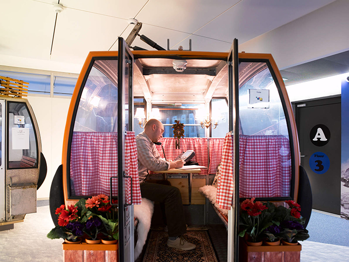 Google office interactive lift cabin