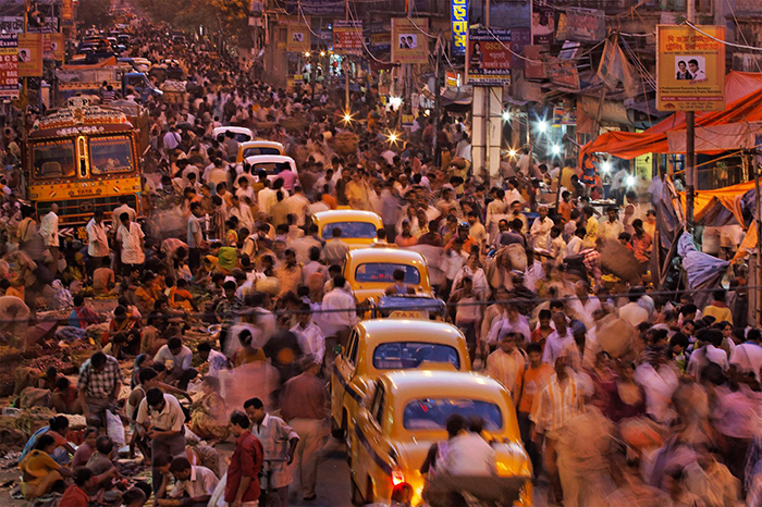 Crowded streets in India