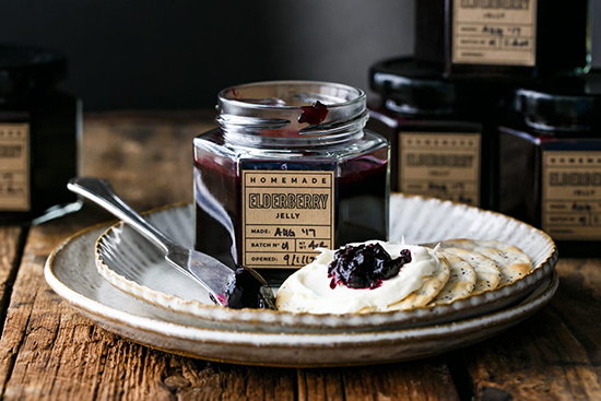Homemade Elderberry Jam on biscuits