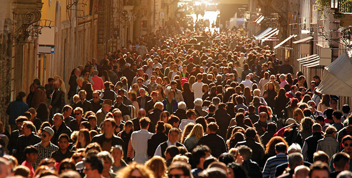 Growing human population crowded city