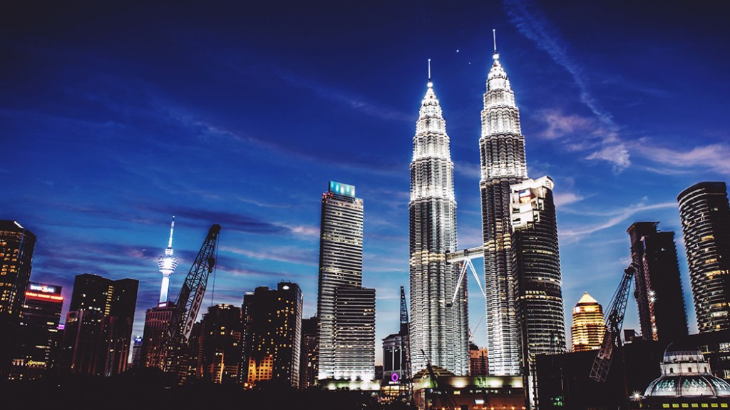 Kuala Lumpur by night with beautiful lighting