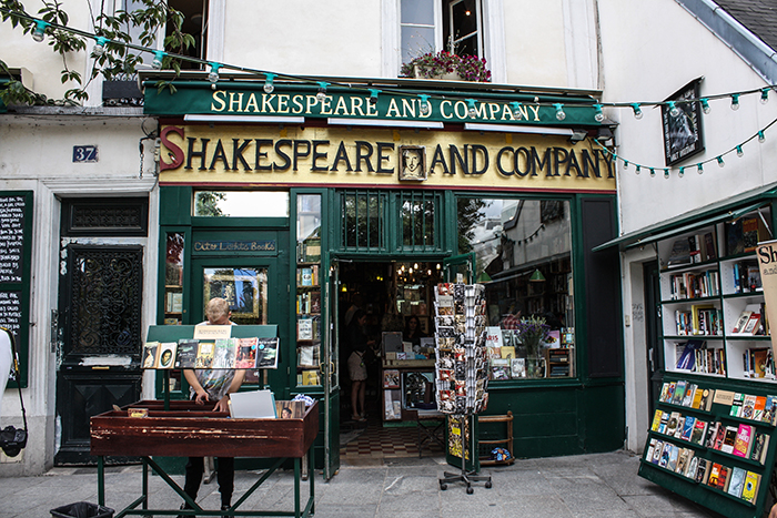 Outside Shakespeare and Company in Paris