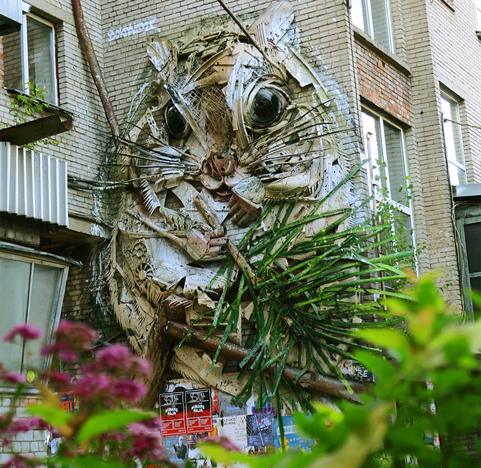 Squirrel art on building in Tallinn 