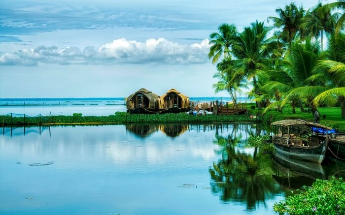 Houseboats on a lagoon in India