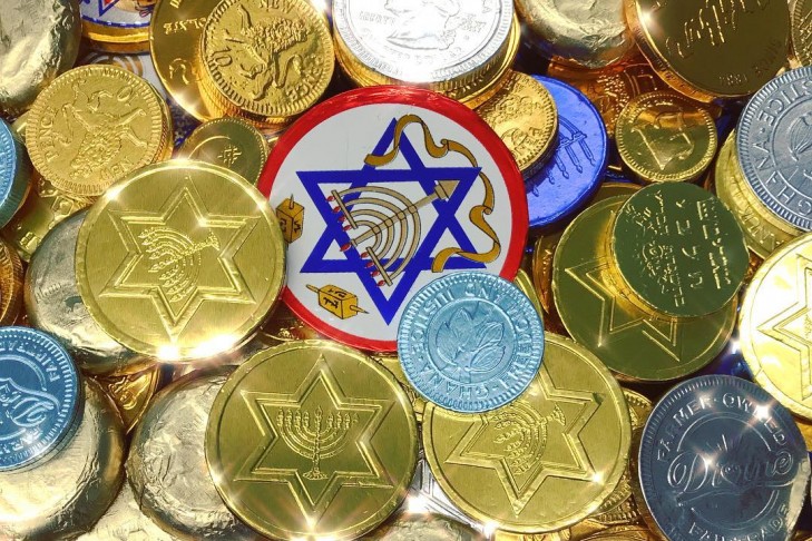 Traditional Hanukkah chocolate coins