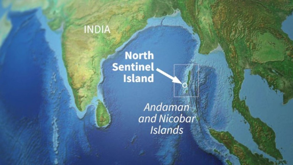 North Sentinel Island shown on the world map