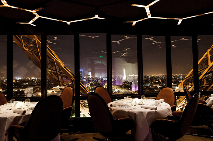 Inside Le Jules Verne restaurant in Paris 