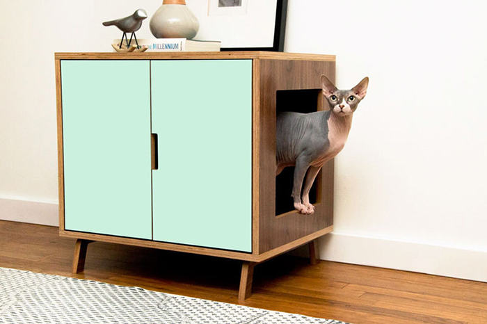 Wooden Cabinet turned into modern dog house