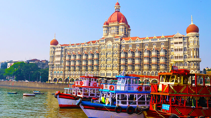 Mumbai port with three ships 