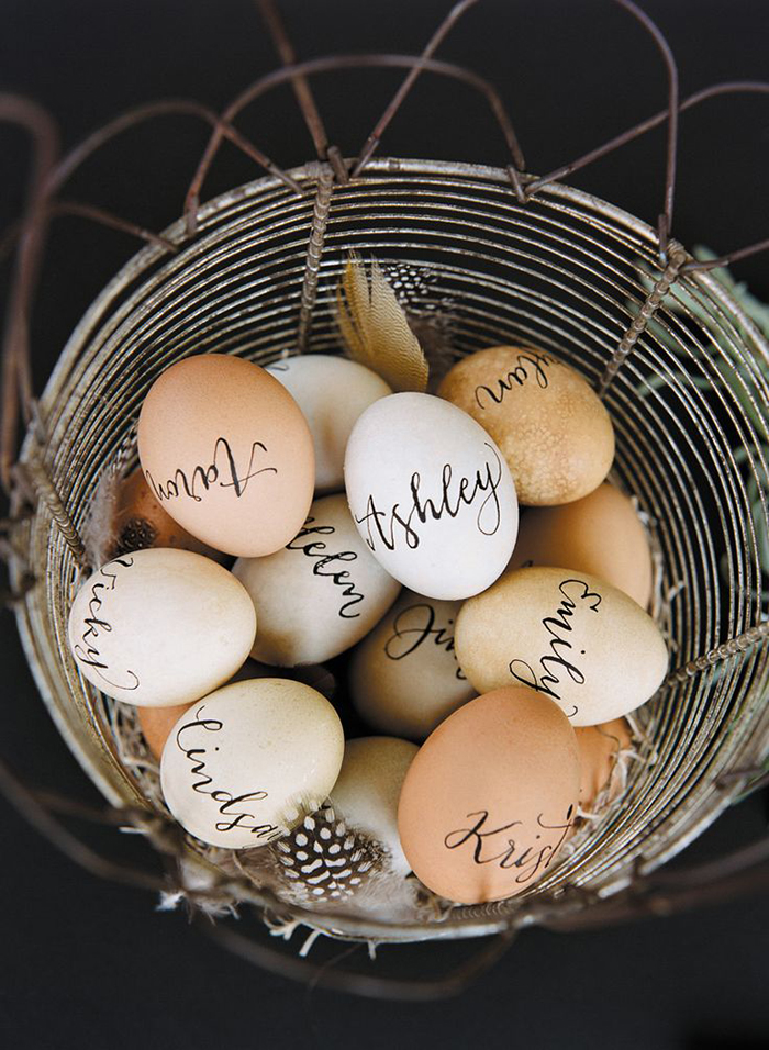 Personalized Easter eggs in a egg holder