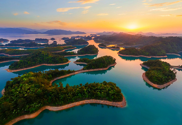 Beautiful sunset in Qiandao Lake China