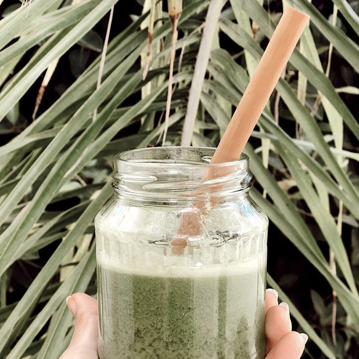 Big Reusable Bamboo Straw in a smoothie 