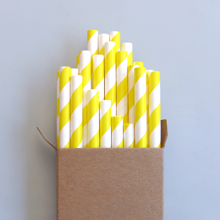 Bright yellow paper reusable straws