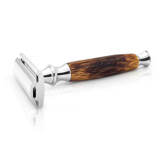Sustainable stainless razor with wooden stick