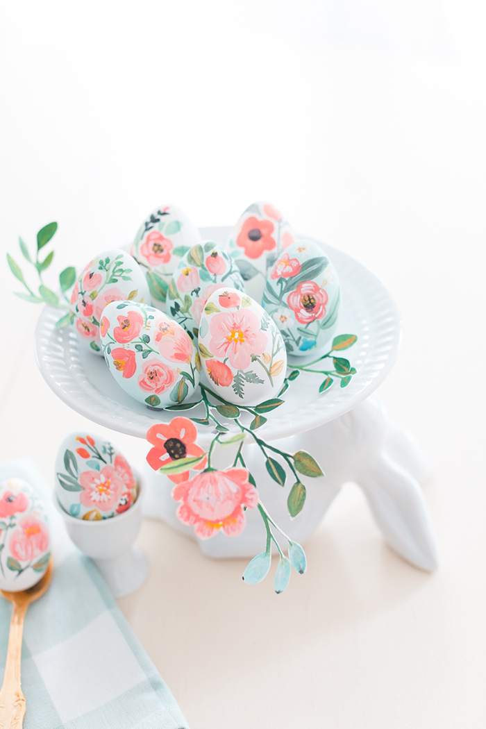 Floral hand painted Easter eggs 