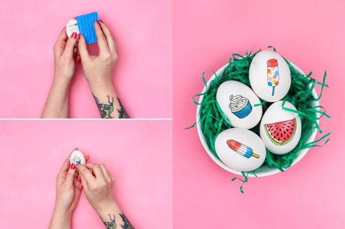 Temporary tattoos as Easter egg decor