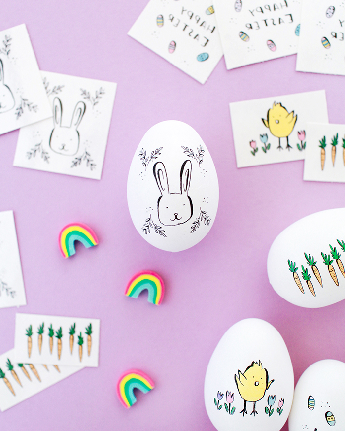 Temporary bunny tattoos for Easter eggs