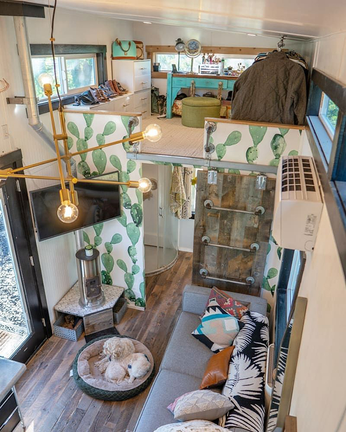 Two floor tiny house in vintage style 