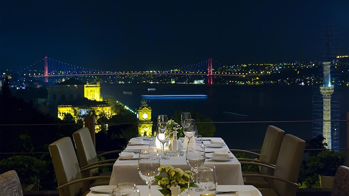 Amazing panorama view from Topaz restaurant by night