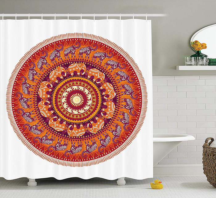 Bath curtain with tribal motives