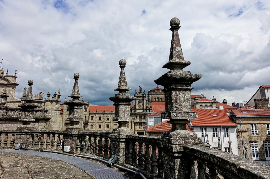 Balcony and a beautiful view on the city Santiago de Compostela