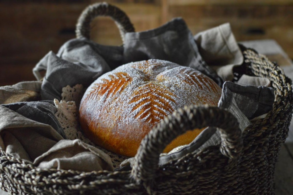 Croatian Easter bread in a bread basket