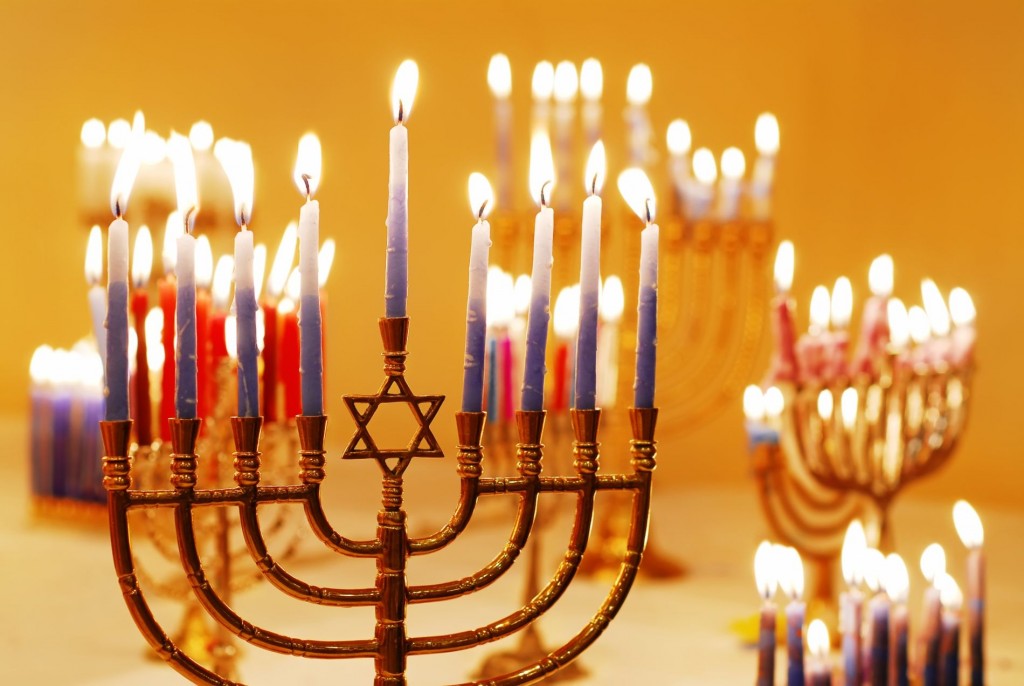 Hanukkah lighting menorah