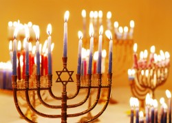 Hanukkah lighting menorah