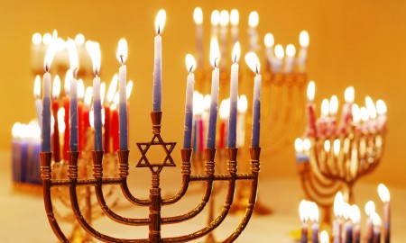 Hanukkah lighting menorah
