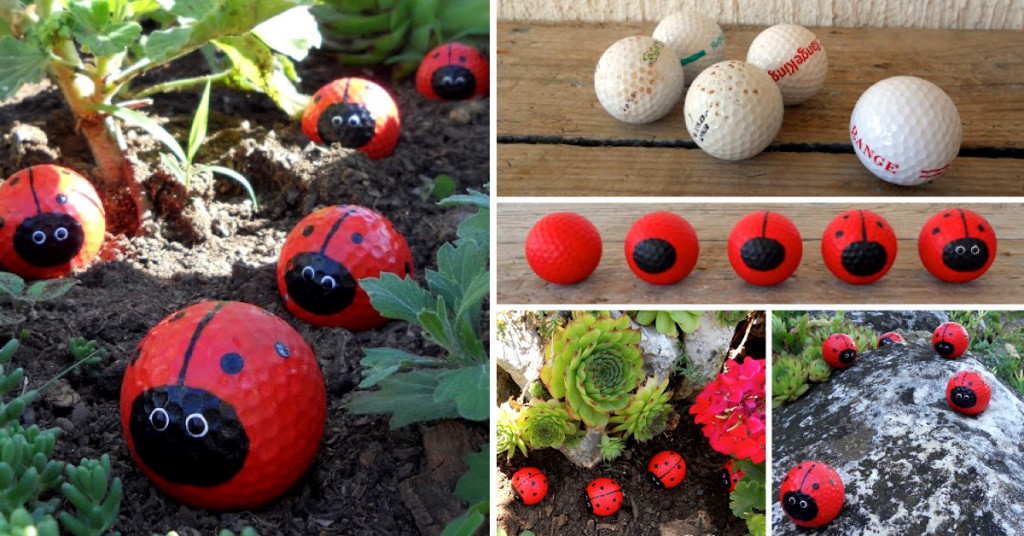 Golf balls converted into lady bugs