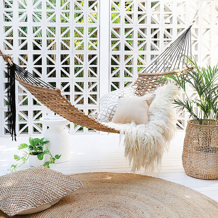 Hammock for outdoors placed in a modern balcony