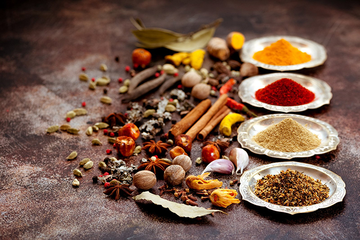 Four different spices and the ingredients they are made of