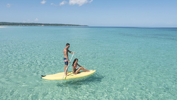 Couple having fun kayaking 