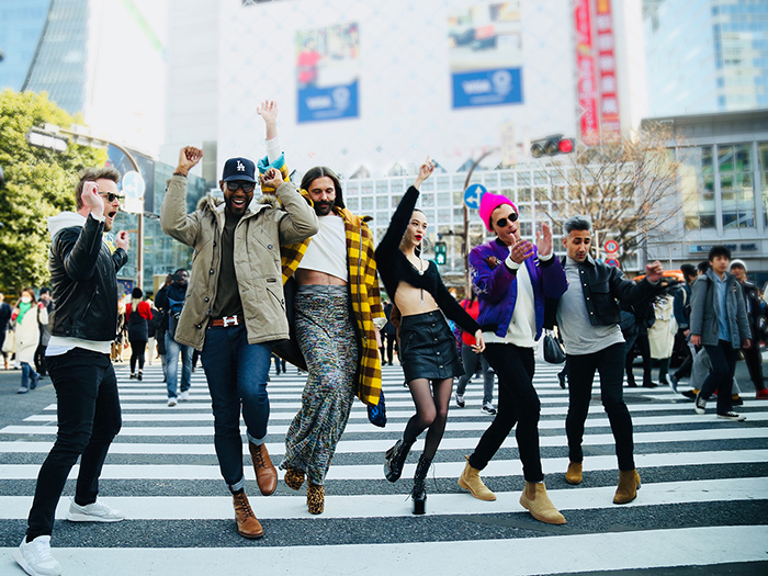 Happy people on the street