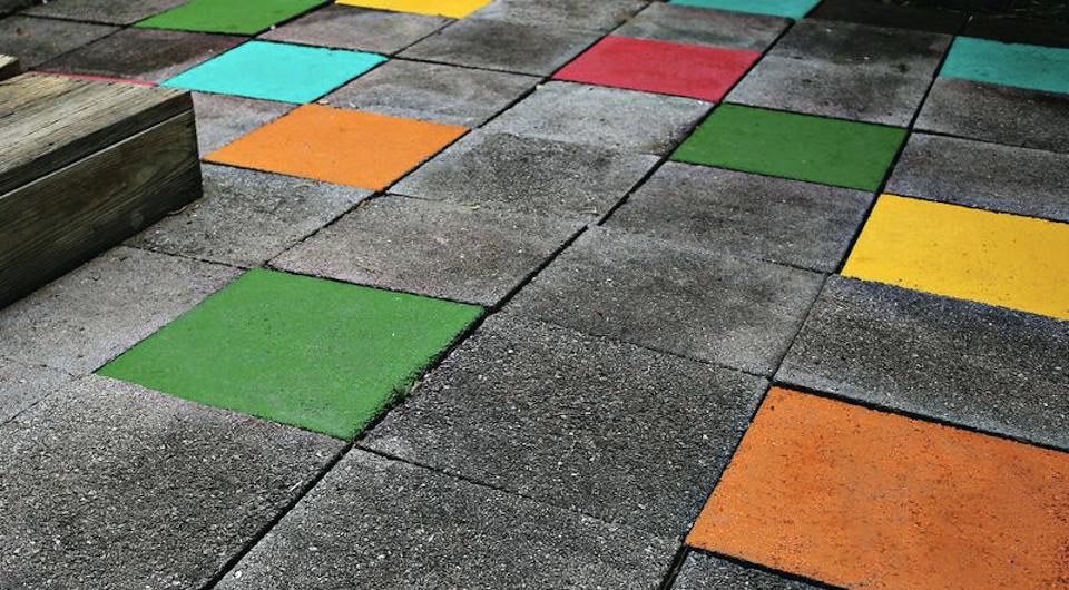 Cement blocks painted in different colors