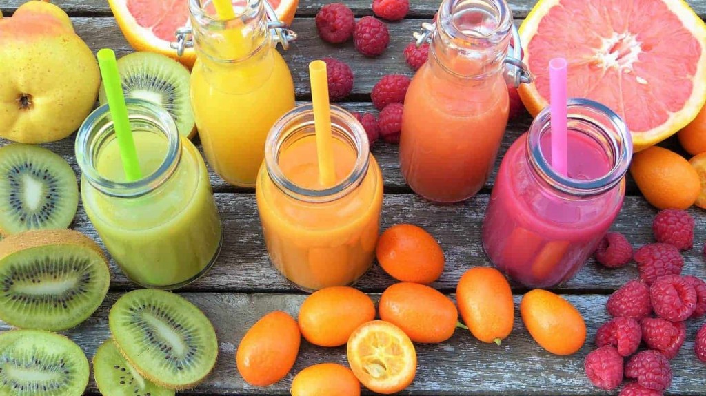 Different types of fruit smoothies