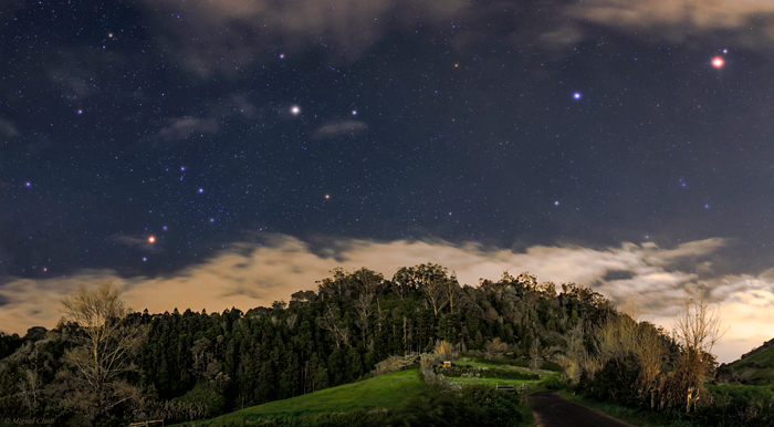 Beautiful night sky with stars in the Azores