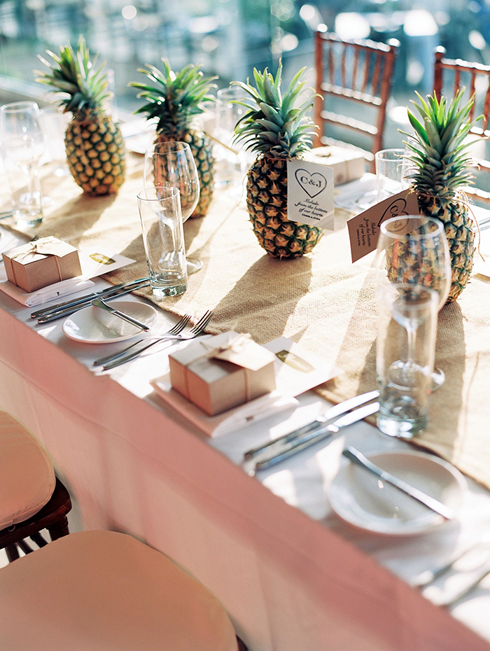 Pineapple as wedding table decor