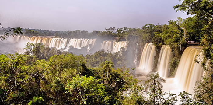 Iguazu Falls falling down in the river