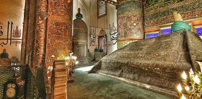 Interior of the mausoleum of Rumi