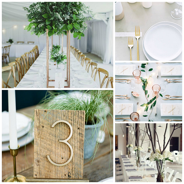 Minimal wedding table decor with flowers