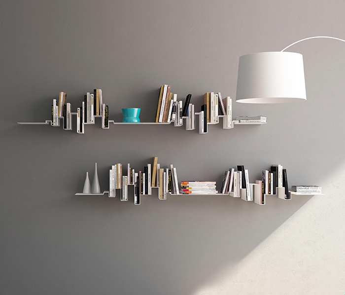 Modern skyline bookshelf