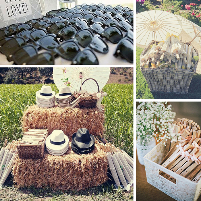 Different pictures of different wedding favors