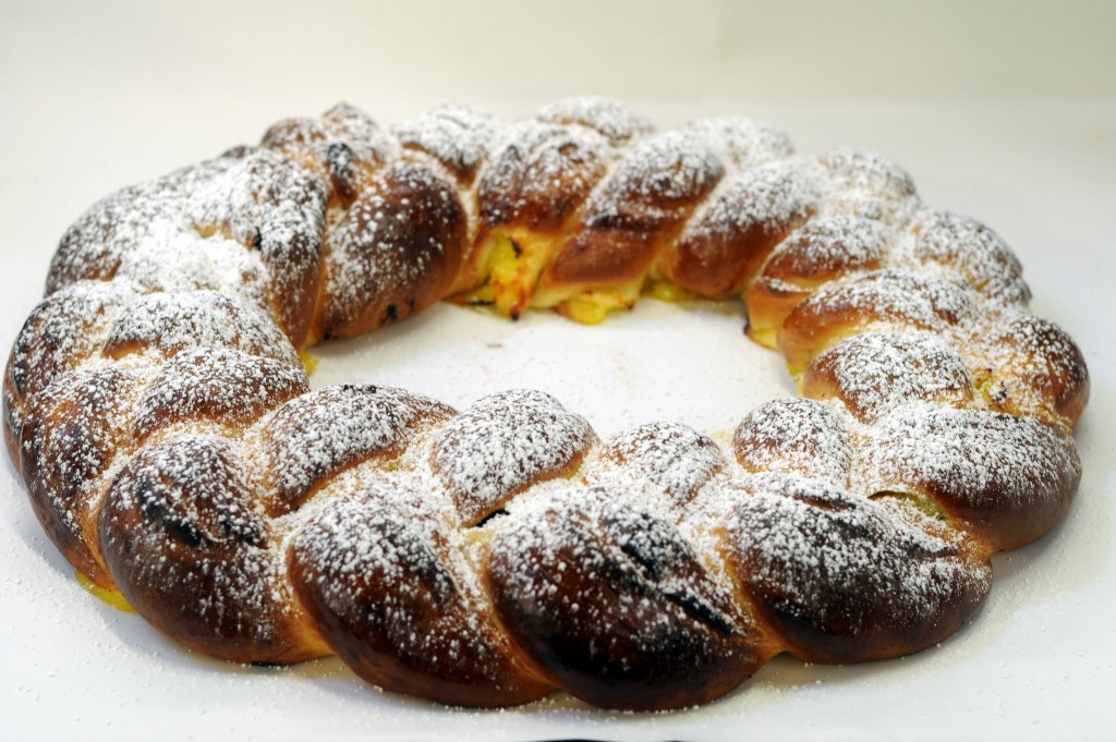 Traditional sweet pastry in the form of a braid